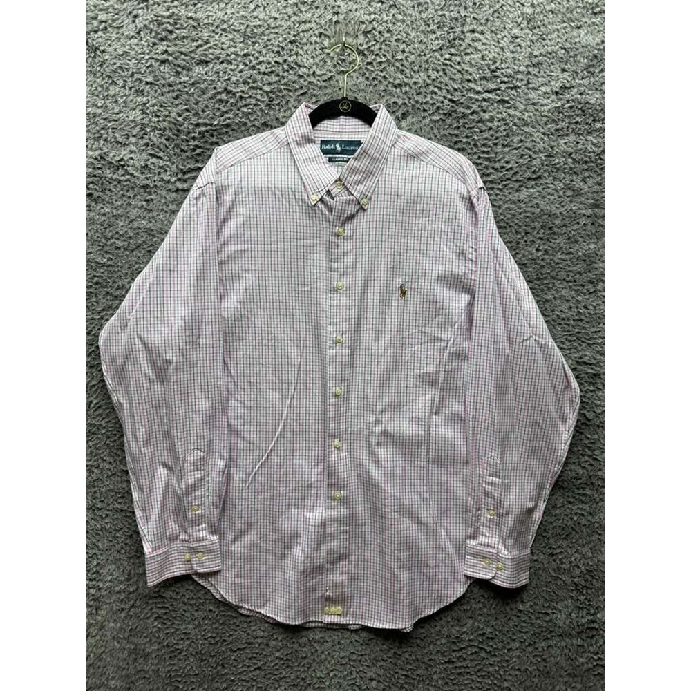 Ralph Lauren Classic Fit Button-Up Long Sleeve Shirt Pink Mens‎ Size 17 34/35